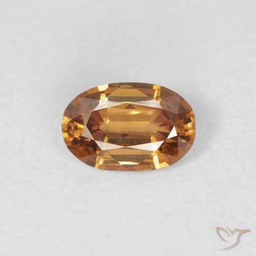 0.60ct طبيعي برتقالى متوسط زركون, بيضوي, VVS-VS