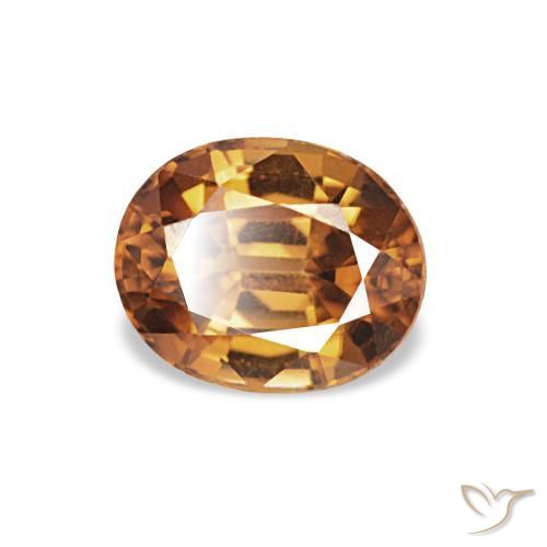 زركون Medium Dark-Orange طبيعي، بيضوي، 1.04 قيراط، VVS-VS