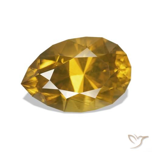 3.49ct ذهبى متوسط زركون, شكل الكمثرى, VVS-VS