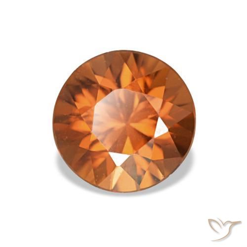 زركون طبيعي بلون Medium Dark-Orange، وزن ‎1.43‎ قيراط، شكل دائري، مقاس ‎6.38‎ مم
