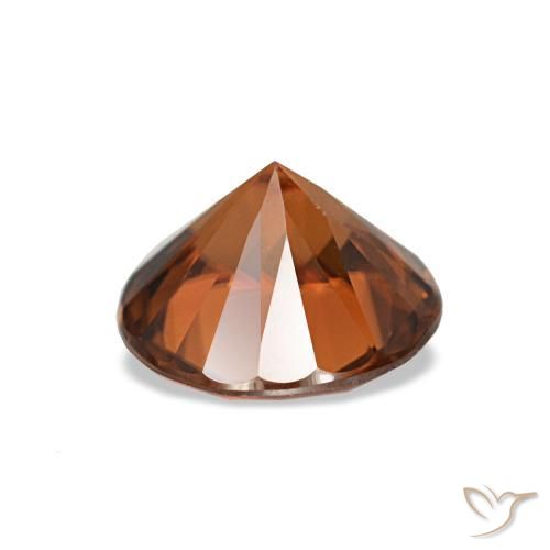 زركون طبيعي بلون Medium Dark-Orange، وزن ‎1.43‎ قيراط، شكل دائري، مقاس ‎6.38‎ مم